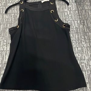 Black ramy brook top with brushed gold detail